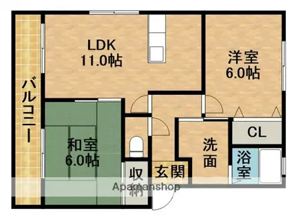 ルフラン(2LDK/2階)の間取り写真