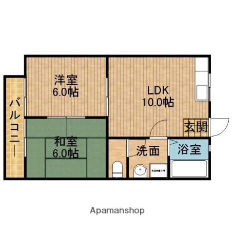 リブ大覚寺(2LDK/1階)の間取り写真