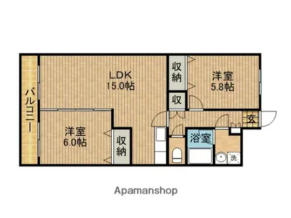 エヴァーグリーン(2LDK/2階)の間取り写真