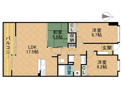 ラフォーレ入野(3LDK/3階)の間取り写真