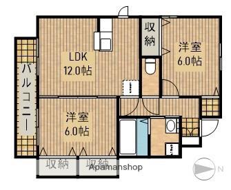 ロイヤルタウン染地台B(2LDK/1階)の間取り写真