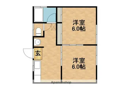 越路ハイツ南棟(2DK/2階)の間取り写真