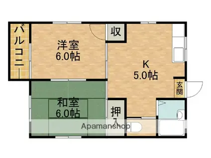 コーポヒロ(2K/1階)の間取り写真