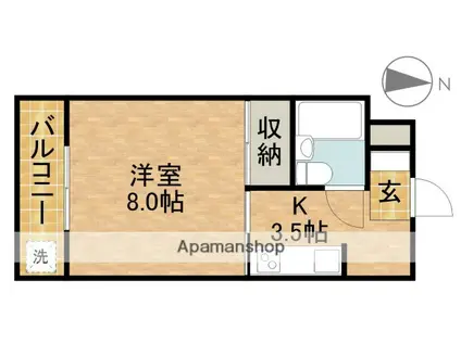 カレッジハイツⅠ(1K/2階)の間取り写真