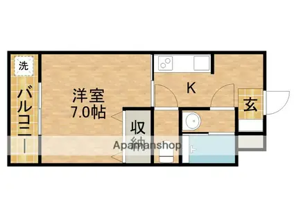 カレッジハイツⅠ(1K/1階)の間取り写真