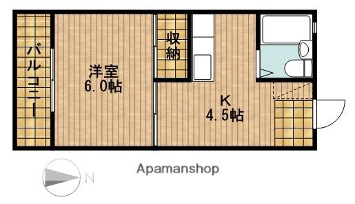 ハイツ上村Ⅱ(1K/1階)の間取り写真
