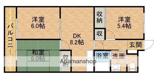 サイプレス(3DK/1階)の間取り写真