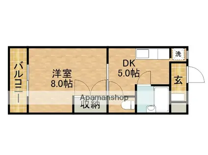 グリーンベルⅡ(1DK/4階)の間取り写真