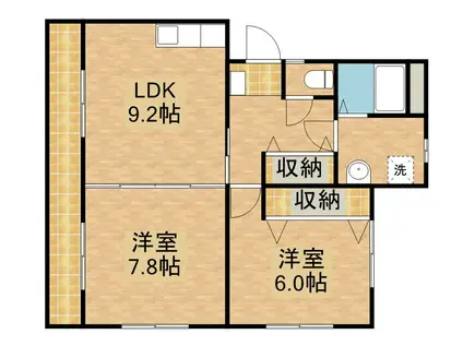 マンション芳舟Ⅰ(2DK/2階)の間取り写真