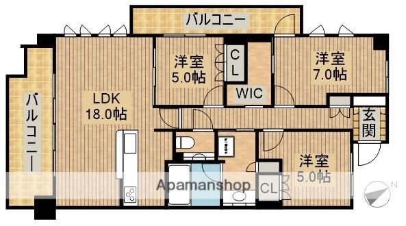 一条レジデンス浜松(3LDK/14階)の間取り写真