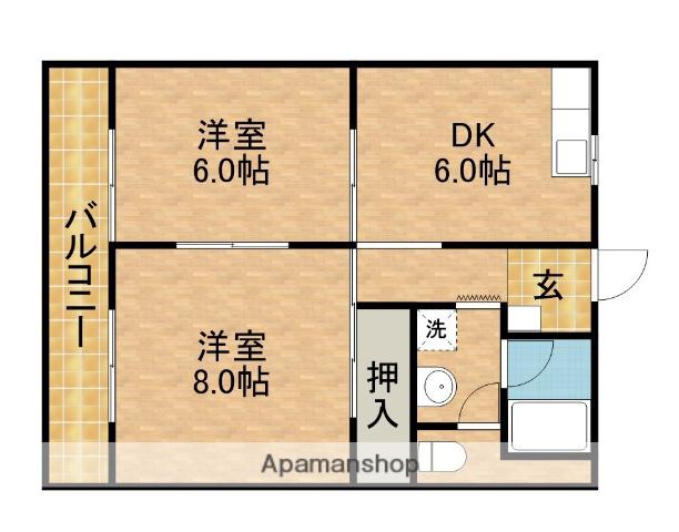 ローヤル石津Ⅱ(2DK/4階)の間取り写真