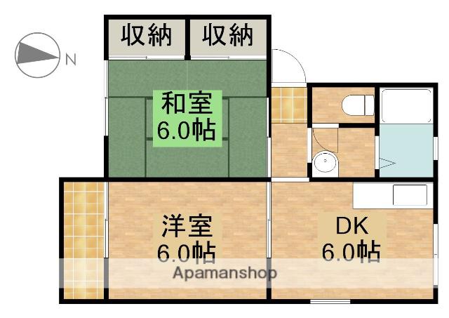 ラムール稲田(2DK/2階)の間取り写真