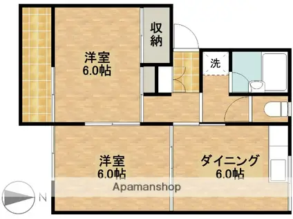 コーポ神谷 Ⅰ(2DK/2階)の間取り写真