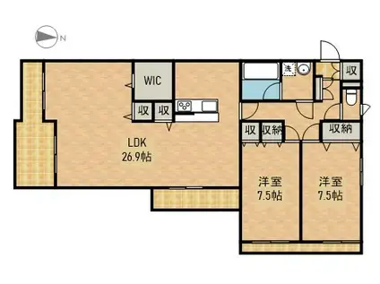 リーベンハイムカガ(2LDK/1階)の間取り写真