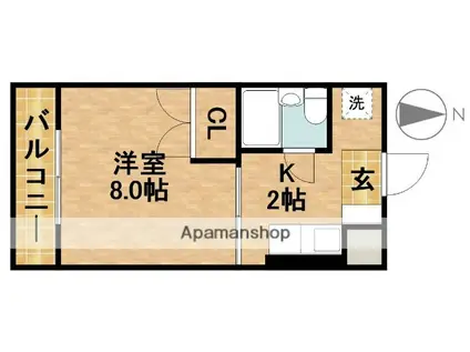 グランパレⅠ(1K/4階)の間取り写真