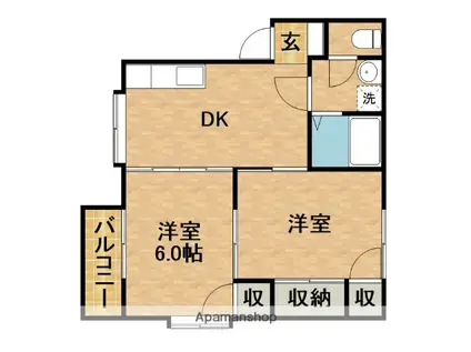 サンライフN(2DK/1階)の間取り写真