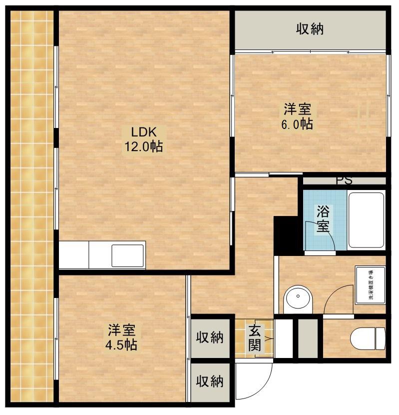 芳川マンション(2LDK/3階)の間取り写真