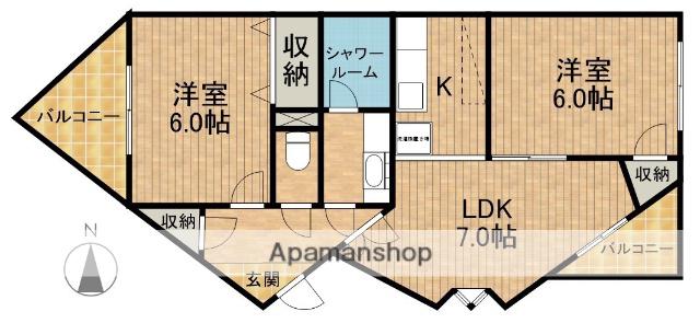 エヴァ・グリーン(2LDK/1階)の間取り写真