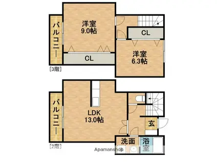 ブルーム(2LDK/2階)の間取り写真