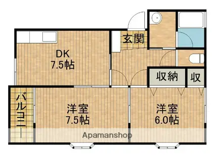 ハイツナティ(2DK/1階)の間取り写真