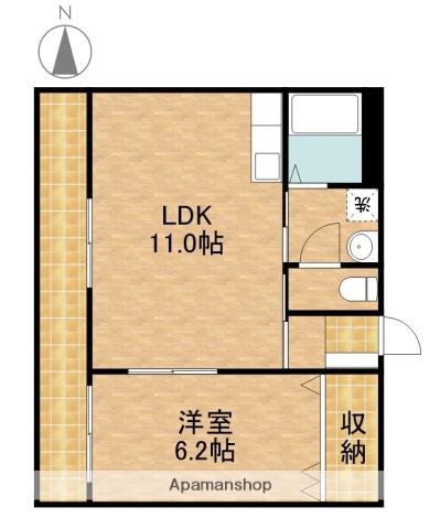 シャングリラ(1LDK/3階)の間取り写真