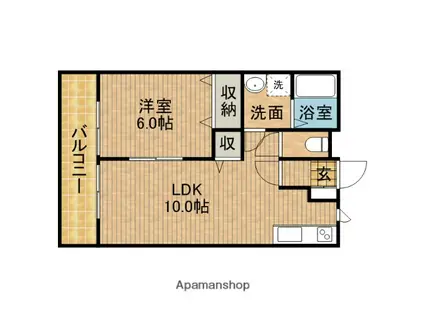 アクアテラス(1LDK/2階)の間取り写真
