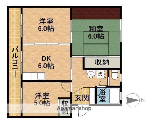 グリーンハイツ青葉台(3DK/4階)の間取り写真