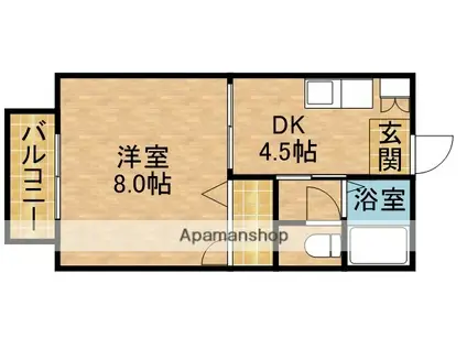 フィオーレ城北B(1K/1階)の間取り写真