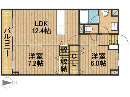 ウィズエフⅡ(2LDK/2階)の間取り写真