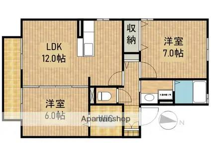 フルール(2LDK/1階)の間取り写真