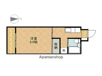 サンヒルズ佐鳴台(1K/2階)の間取り写真