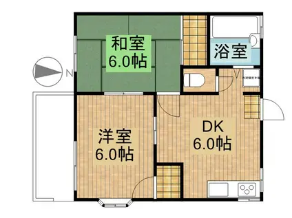 シャロム・F(2DK/1階)の間取り写真
