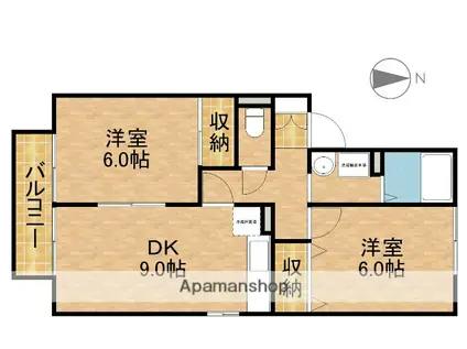 アヴァンセA(1LDK/2階)の間取り写真