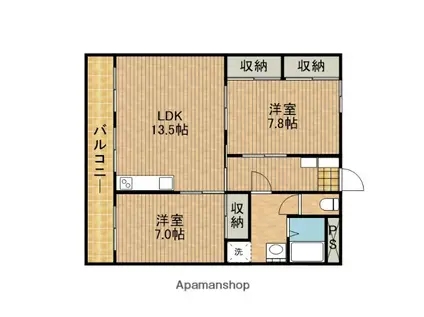 コーポラス小石川(2LDK/2階)の間取り写真