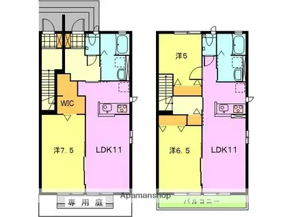 グランディールD(2LDK/2階)の間取り写真