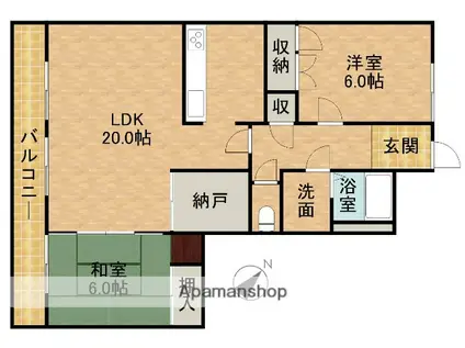 ドラゴンズマンション山手(2LDK/4階)の間取り写真