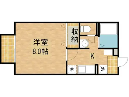 ヴィラ梅小路B(1K/2階)の間取り写真