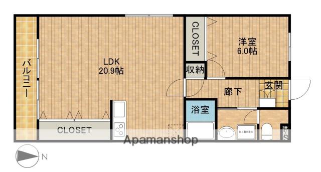 レジデンス上島(1LDK/2階)の間取り写真