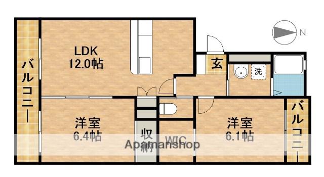 ティアラⅧ(2LDK/1階)の間取り写真