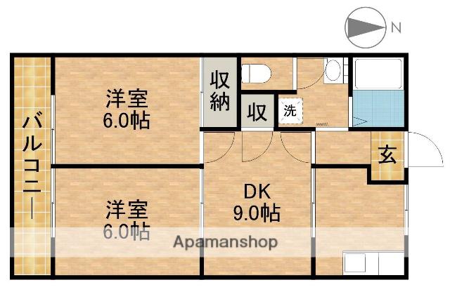 バームハイツ(2DK/2階)の間取り写真