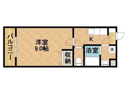 カウベルⅤ(1K/4階)の間取り写真