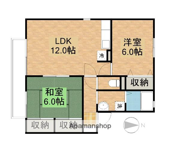 ライズ後藤B(2LDK/2階)の間取り写真