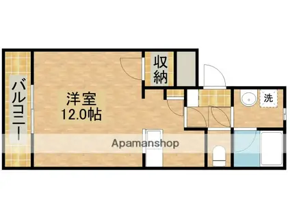 スカイヒルズきらり(ワンルーム/2階)の間取り写真