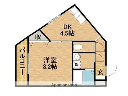 ティアラ植松(1DK/1階)の間取り写真