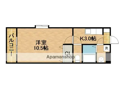 プロバンス半田山(1K/2階)の間取り写真