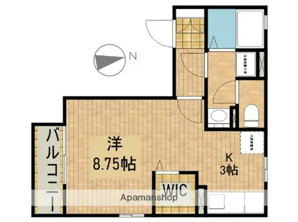 ラディカル(1K/2階)の間取り写真