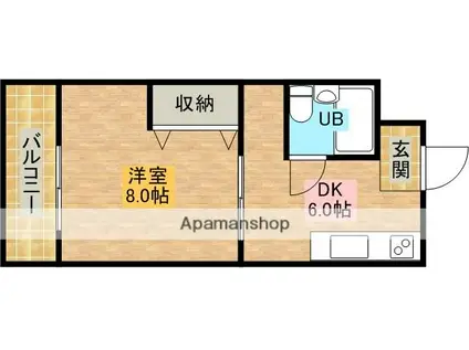 パークヒルズタカハタ(1DK/1階)の間取り写真