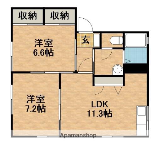 ディアス・ブリッツァB(2LDK/1階)の間取り写真
