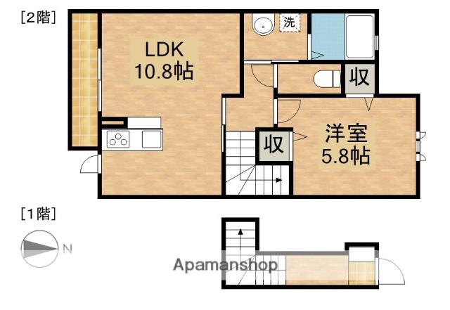 ベイサージュⅡ(1LDK/2階)の間取り写真