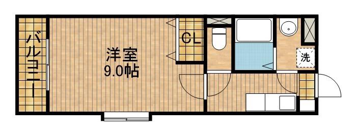 カウベルⅡ(1K/2階)の間取り写真
